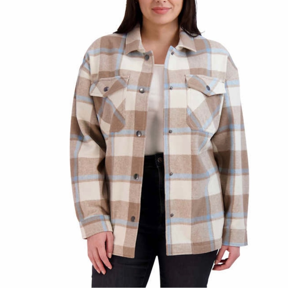 Ladies' Shirt Jacket, Blue, Large